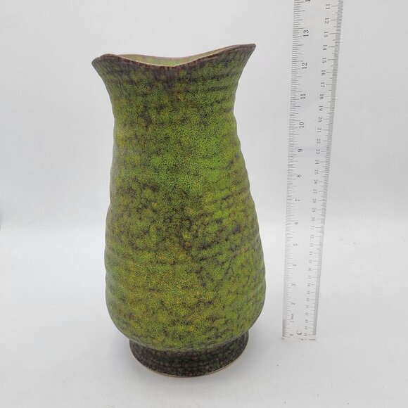 Royal Haeger 1970s Modern Deco Art Pottery Lime Peel Green Lava Glaze Vase 4207 - Picture 5 of 5